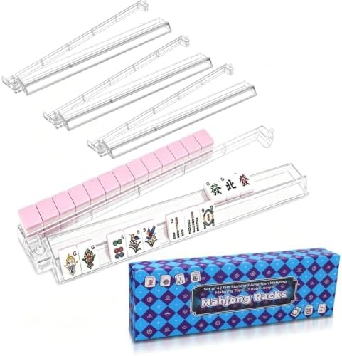 LAZORA Mahjong Racks with Pushers, Set of 4, Clear